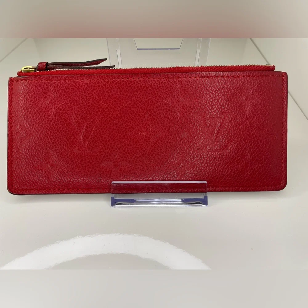 Louis Vuitton Monogram Pochette Empreinte Felicie Zip Insert Wallet Red Pink